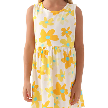 Kız Çocuk Elbise Çiçek Desenli RP3393-3
