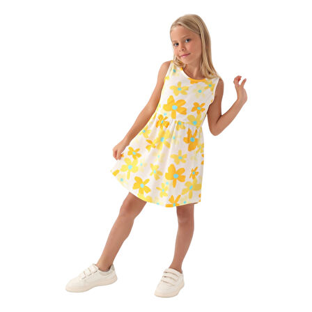 Kız Çocuk Elbise Çiçek Desenli RP3393-3