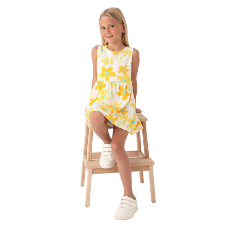 Kız Çocuk Elbise Çiçek Desenli RP3393-3