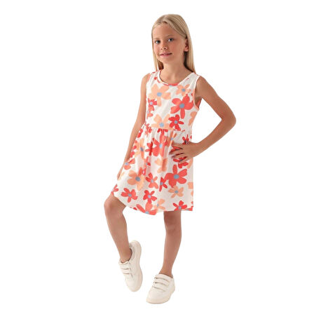 Kız Çocuk Elbise Çiçek Desenli RP3393-3