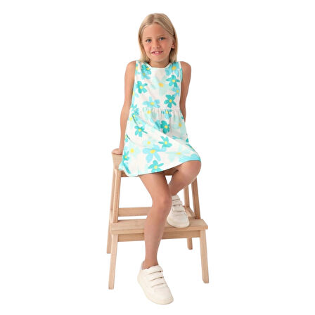 Kız Çocuk Elbise Çiçek Desenli RP3393-3