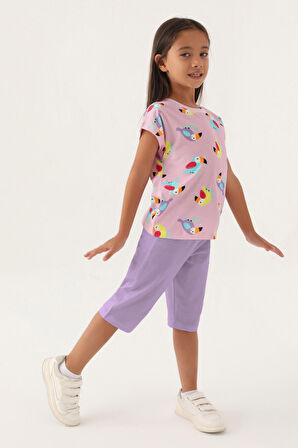 RolyPoly Owl Mor Kız Çocuk Kapri Takım