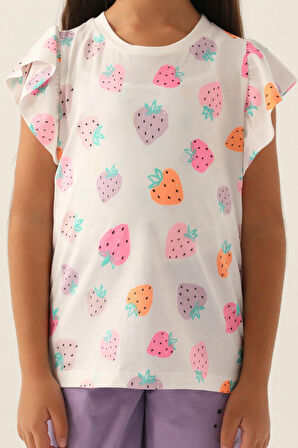 RolyPoly Strawberry Mor Kız Çocuk Kapri Takım