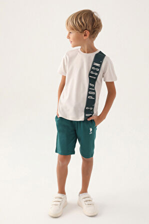 U.S. Polo Assn Lisanslı Striped Taş Erkek Çocuk Bermuda Takım