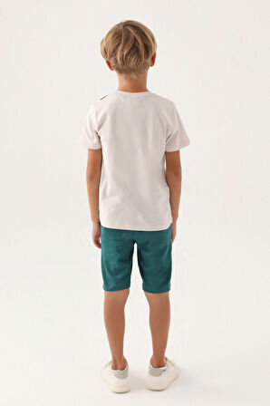 U.S. Polo Assn Lisanslı Striped Taş Erkek Çocuk Bermuda Takım