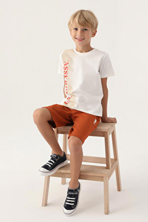 Lisanslı Written Krem Erkek Çocuk Bermuda Takım