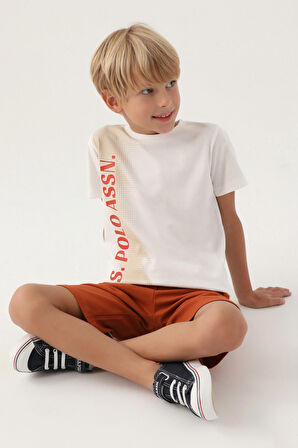 Lisanslı Written Krem Erkek Çocuk Bermuda Takım