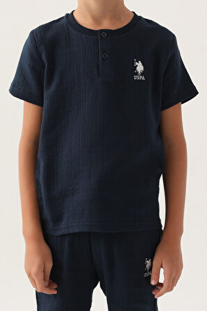 U.S. Polo Assn Lisanslı Buttoned Lacivert Erkek Çocuk Bermuda Takım