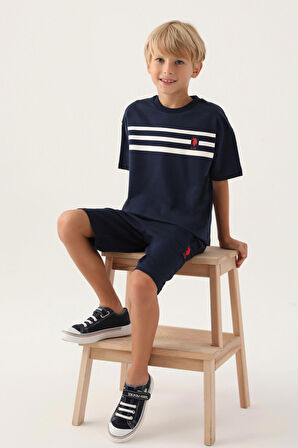 U.S. Polo Assn Lisanslı Emblem Lacivert Erkek Çocuk Bermuda Takım