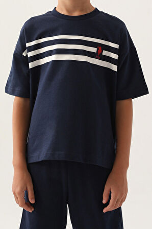 U.S. Polo Assn Lisanslı Emblem Lacivert Erkek Çocuk Bermuda Takım
