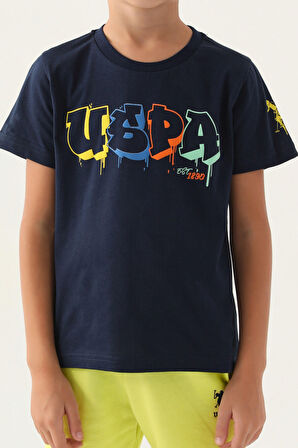 U.S. Polo Assn Lisanslı Graphic Written Lacivert Erkek Çocuk Bermuda Takım