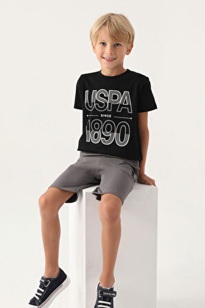 U.S. Polo Assn Lisanslı Compartmented Siyah Erkek Çocuk Bermuda Takım