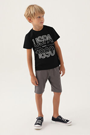 U.S. Polo Assn Lisanslı Compartmented Siyah Erkek Çocuk Bermuda Takım