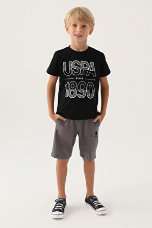 U.S. Polo Assn Lisanslı Compartmented Siyah Erkek Çocuk Bermuda Takım