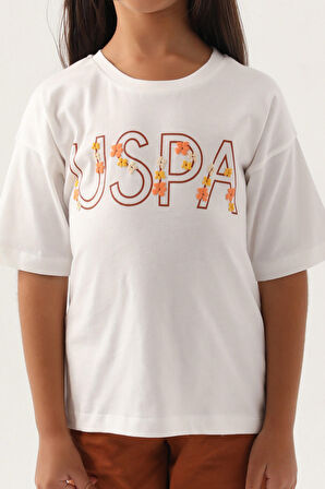 U.S. Polo Assn Lisanslı Flower Printed Krem Kız Çocuk Kapri Takım