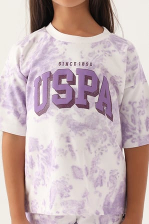 U.S. Polo Assn Lisanslı Batik Mor Kız Çocuk Bermuda Takım