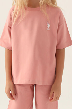 U.S. Polo Assn Lisanslı Simple Pembe Kız Çocuk Bermuda Takım