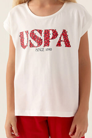 U.S. Polo Assn Lisanslı Flower Written Kırmızı Kız Çocuk Bermuda Takım