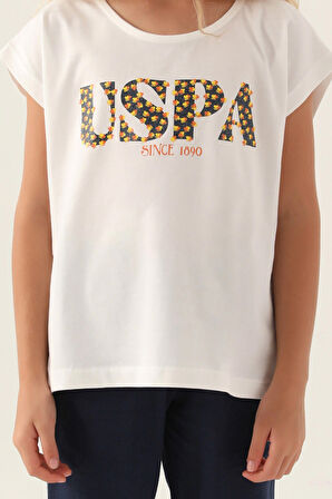 U.S. Polo Assn Lisanslı Flower Written Krem Kız Çocuk Bermuda Takım