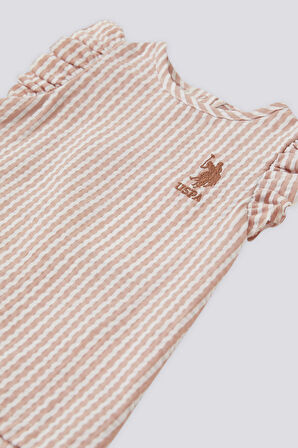 U.S. Polo Assn Lisanslı Line Krem Kız Bebek Takımı