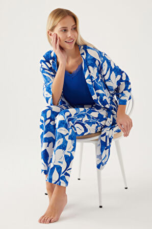 Pierre Cardin Set Koyu Mavi Kadın Kısa Kol Pijama Takımı