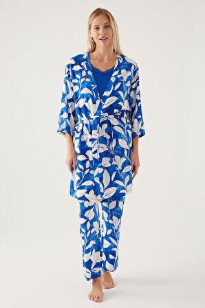 Pierre Cardin Set Koyu Mavi Kadın Kısa Kol Pijama Takımı