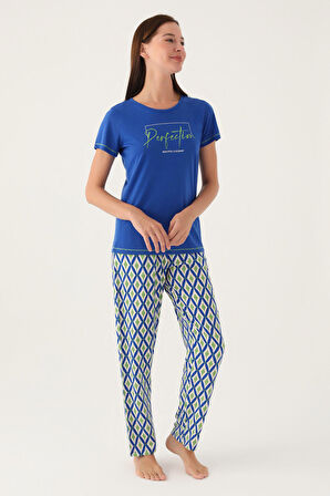 Arnetta Perfection Mavi Kadın Kısa Kol Pijama Takımı