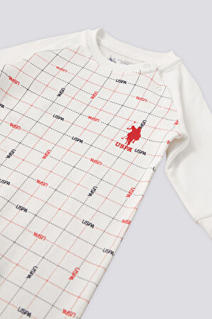U.S. Polo Assn Lisanslı Plaid Krem Erkek Bebek Tulum