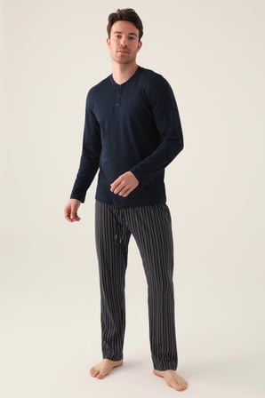 Arnetta Long Siyah Erkek Pijama Takımı