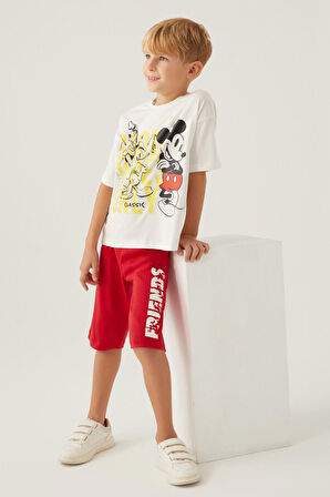Mickey Mouse Besties Krem Erkek Çocuk Kapri Takım