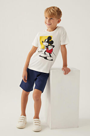 Mickey Mouse Beyond Krem Erkek Çocuk Bermuda Takım