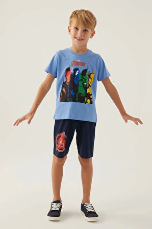 AVENGERS ERKEK ÇOCUK BERMUDA TAKIM - İNDİGO