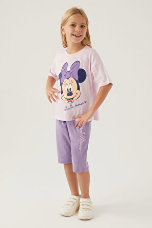 Minnie Mouse Smile Pembe Kız Çocuk Kapri Takım