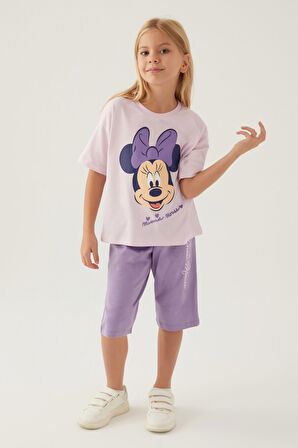 Minnie Mouse Smile Pembe Kız Çocuk Kapri Takım