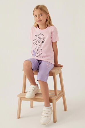 Frozen Gril Toz Pembe Kız Çocuk Kapri Takım