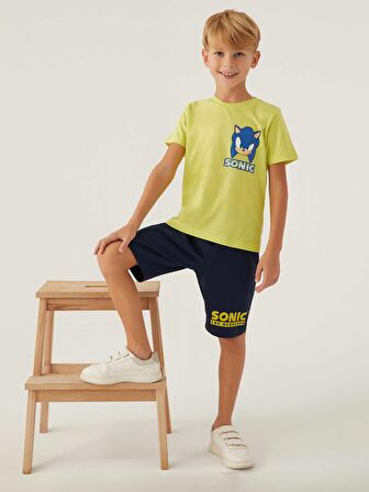 Modern Sonıc Erkek Çocuk Şortlu Takım 3-8 Yaş Fıstık Yeşili