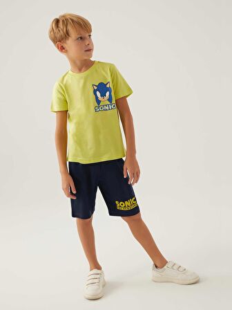 Modern Sonıc Erkek Çocuk Şortlu Takım 3-8 Yaş Fıstık Yeşili