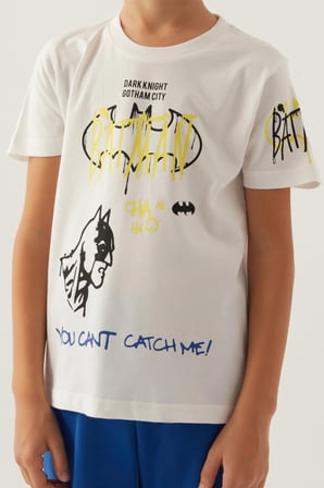 Batman Gotham Krem Erkek Çocuk Bermuda Takım
