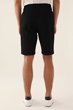 Harvard Lettered Siyah Erkek Bermuda