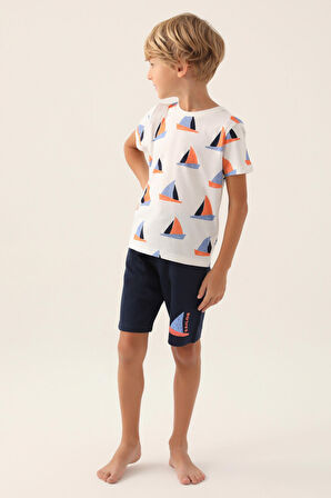 RolyPoly Boat Krem Erkek Çocuk Bermuda Takım