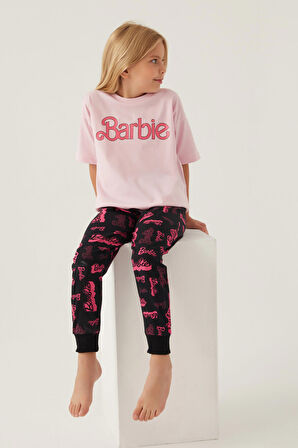 Barbie Cool Toz Pembe Kız Çocuk Pijama Takımı