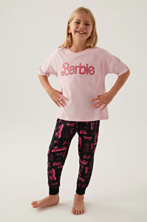 Barbie Cool Toz Pembe Kız Çocuk Pijama Takımı