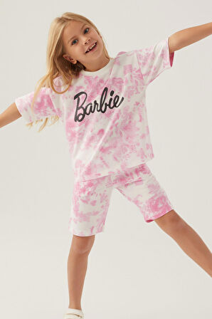 Barbie Written Pembe Kız Çocuk Bermuda Takım