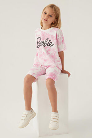 Barbie Written Pembe Kız Çocuk Bermuda Takım