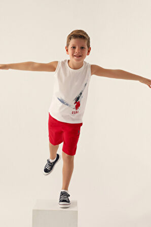 U.S. Polo Assn Lisanslı Zero Arm Krem Erkek Çocuk Bermuda Takım