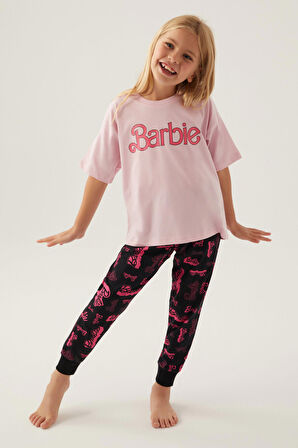 Barbie Cool Toz Pembe Kız Çocuk Pijama Takımı