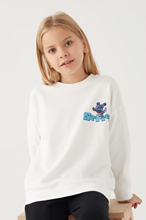 Stitch Shape Krem Kız Çocuk Sweatshirt