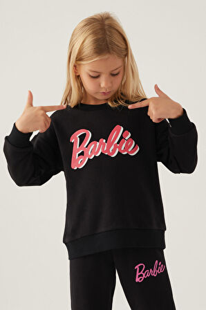 Barbie Graphic Siyah Kız Çocuk Sweatshirt