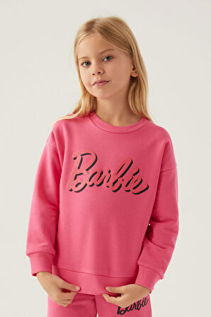 Barbie Graphic Açık Fuşya Kız Çocuk Sweatshirt