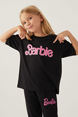 Barbie Short Siyah Kız Çocuk T-Shirt